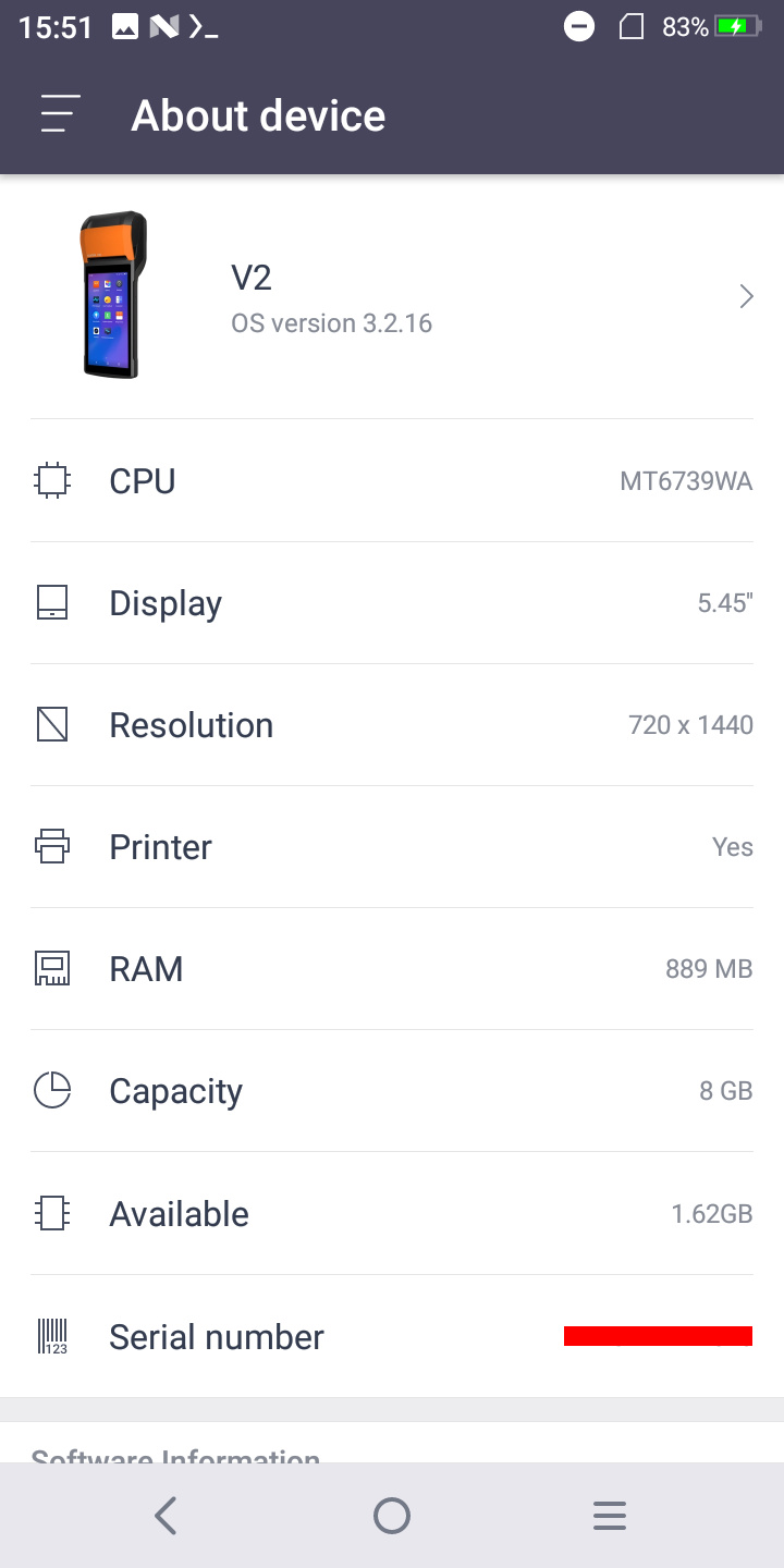 The "About device" settings page