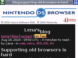 Top screen of the original Nintendo DS Browser with the header not centered