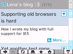 DSi RSS feed reader showing the current page